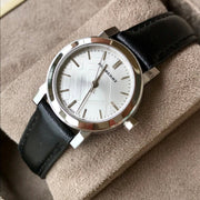  Shop Authentic Burberry The City Silver Dial Black Leather Strap Watch for Women - BU9106 - Luxxuri