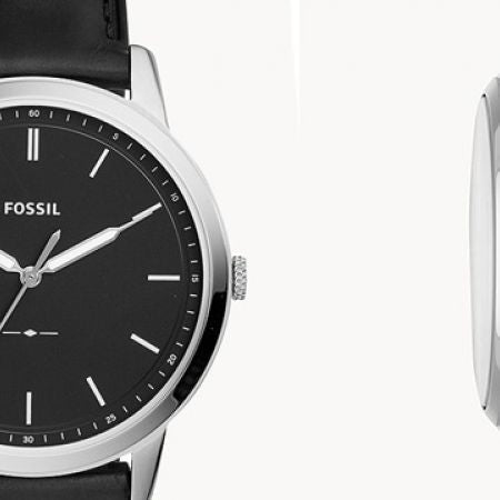  Shop Authentic Fossil The Minimalist Three Hand Black Dial Black Leather Strap Watch for Men - FS5398 - Luxxuri