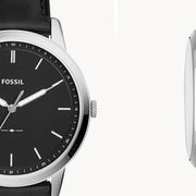  Shop Authentic Fossil The Minimalist Three Hand Black Dial Black Leather Strap Watch for Men - FS5398 - Luxxuri