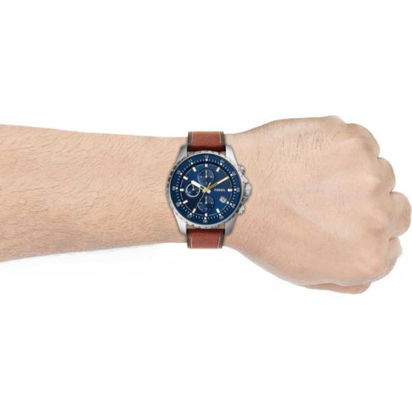  Shop Authentic Fossil Dillinger Luggage Chronograph Blue Dial Brown Leather Strap Watch for Men - FS5675 - Luxxuri