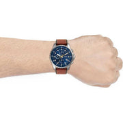  Shop Authentic Fossil Dillinger Luggage Chronograph Blue Dial Brown Leather Strap Watch for Men - FS5675 - Luxxuri