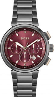  Shop Authentic Hugo Boss One Chronograph Red Dial Grey Steel Strap Watch For Men - 1514000 - Luxxuri