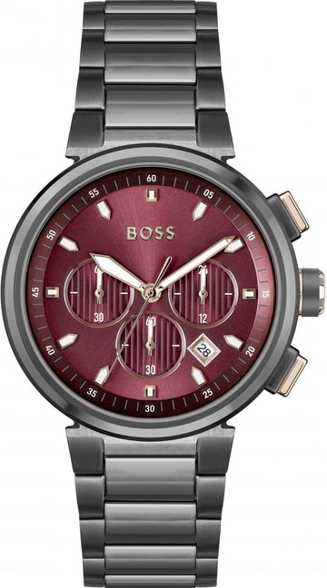  Shop Authentic Hugo Boss One Chronograph Red Dial Grey Steel Strap Watch For Men - 1514000 - Luxxuri