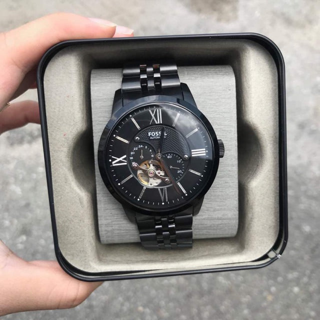 Shop Authentic Fossil Townsman Multi Function Mechanical Black Dial Black Steel Strap Watch for Men - ME3062 - Luxxuri