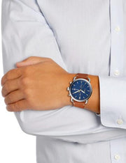  Shop Authentic Fossil The Commuter Blue Dial Brown Leather Strap Watch for Men - FS5401 - Luxxuri