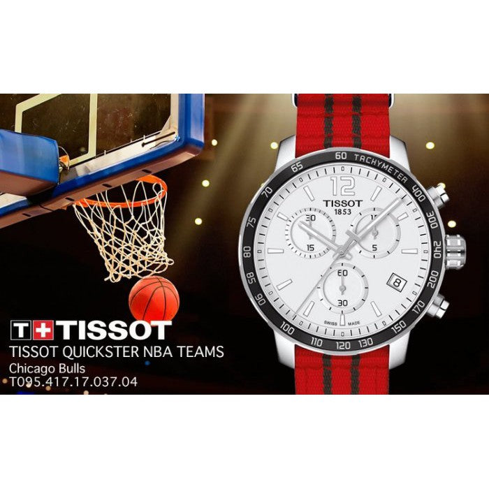  Shop Authentic Tissot Quickster Chronograph NBA Chicago Bulls White Dial Red NATO Strap Watch For Men - T095.417.17.037.04 - Luxxuri