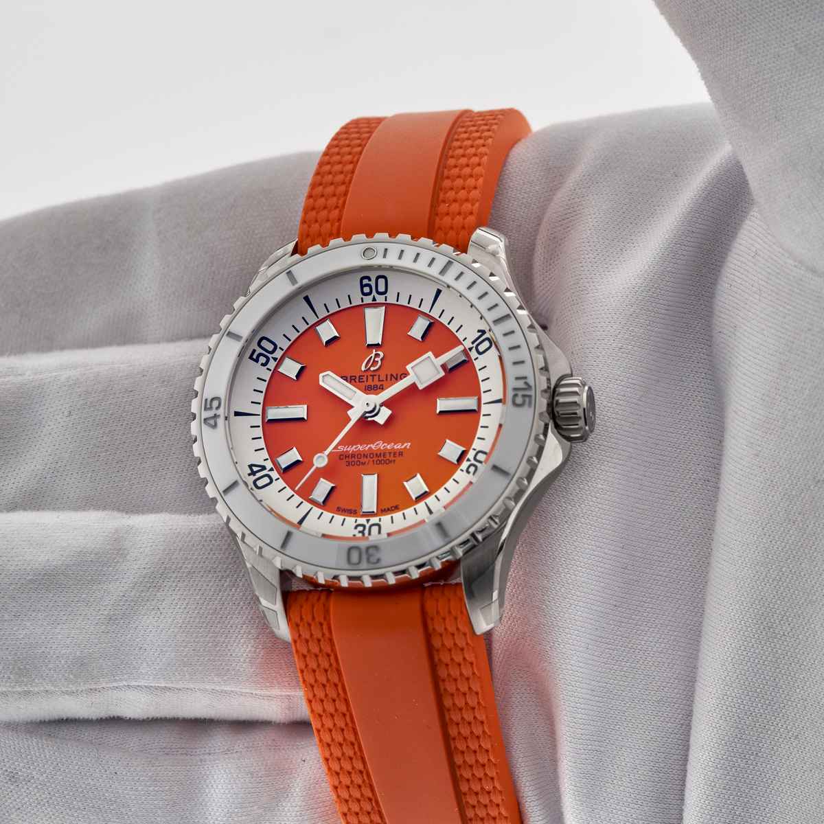  Shop Authentic Breitling Superocean Automatic 36 Orange Dial Orange Rubber Strap Watch for Men - A17377211O1S1 - Luxxuri