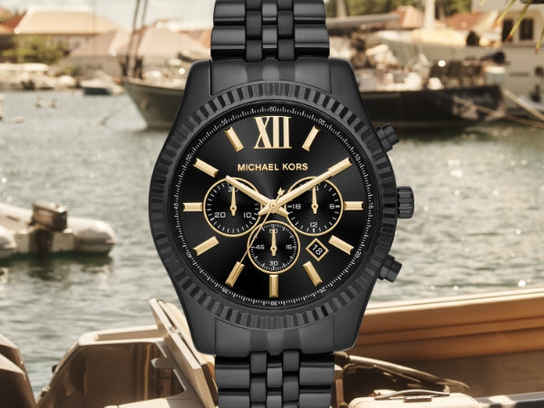  Shop Authentic Michael Kors Lexington Chronograph Black Dial Black Steel Strap Watch for Men - MK8603 - Luxxuri