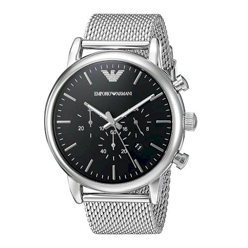  Shop Authentic Emporio Armani Luigi Black Dial Silver Mesh Bracelet Watch For Men - AR8032 - Luxxuri