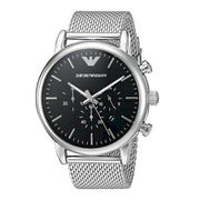  Shop Authentic Emporio Armani Luigi Black Dial Silver Mesh Bracelet Watch For Men - AR8032 - Luxxuri