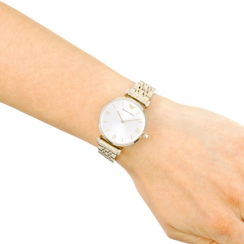  Shop Authentic Emporio Armani Gianni T Bar Silver Dial Gold Stainless Steel Strap Watch For Women - AR1877 - Luxxuri