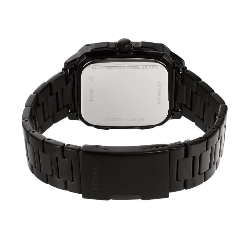  Shop Authentic Fossil Inscription Automatic Skeleton Black Dial Black Steel Strap Watch for Men - BQ2574 - Luxxuri