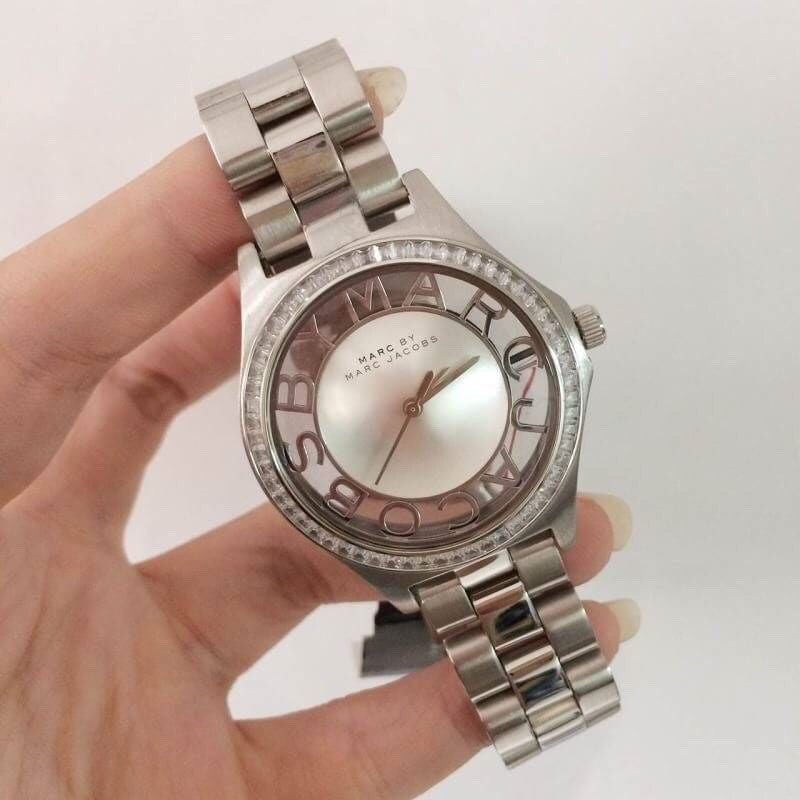  Shop Authentic Marc Jacobs Henry Transparent Silver Dial Silver Steel Strap Watch for Women - MBM3337 - Luxxuri
