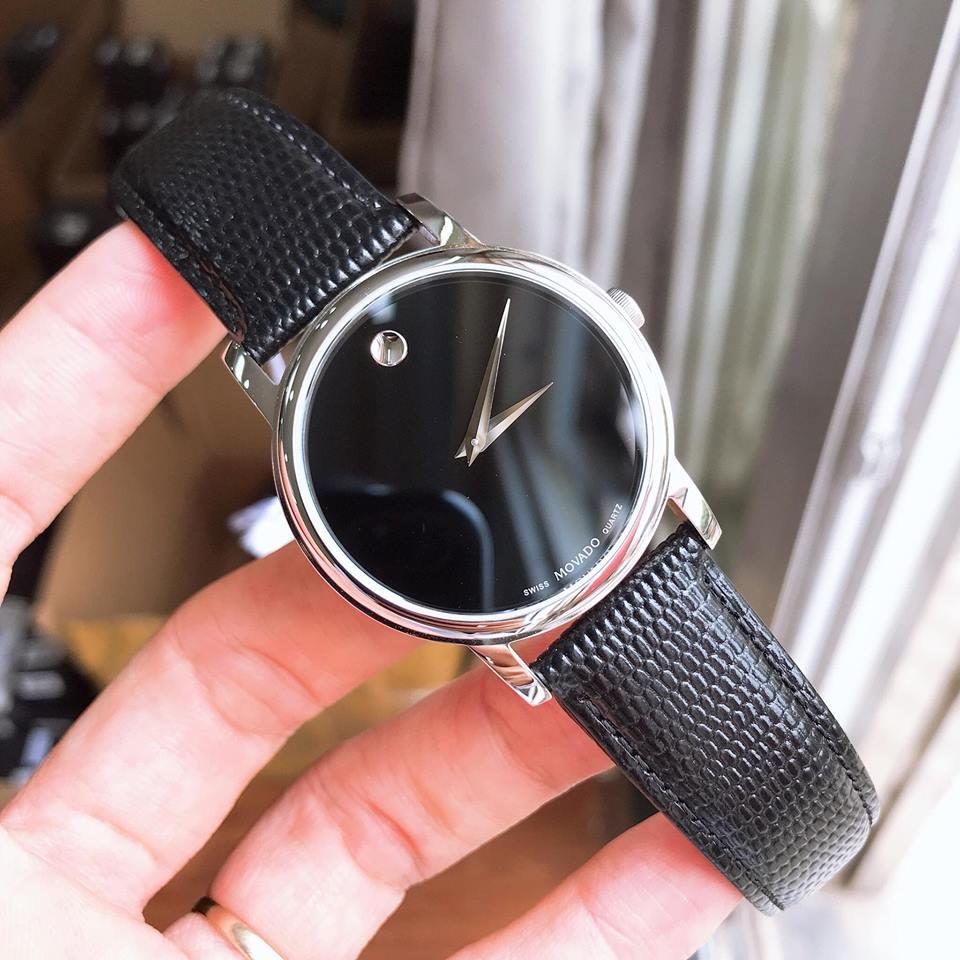  Shop Authentic Movado Museum Black Dial Black Leather Strap Watch For Men - 2100002 - Luxxuri