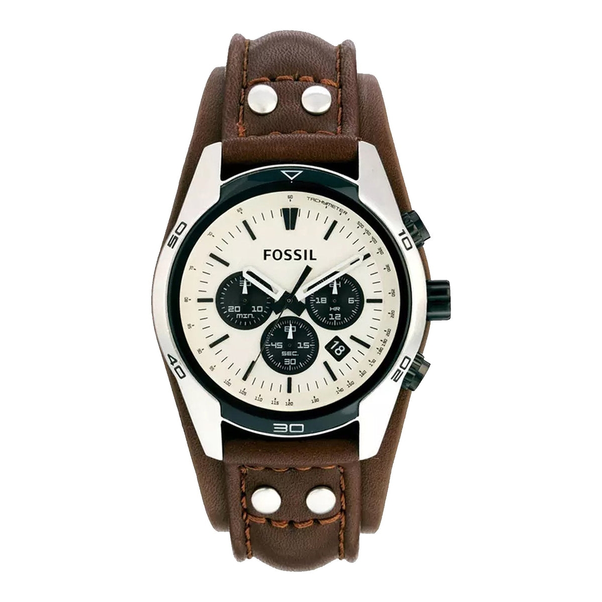  Shop Authentic Fossil Coachman Chronograph White Dial Brown Leather Strap Watch for Men - CH2890 - Luxxuri