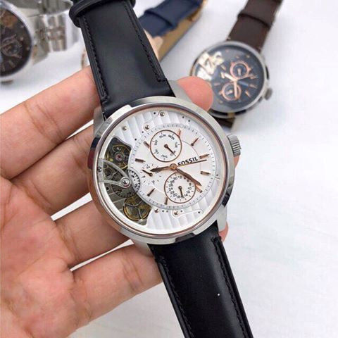  Shop Authentic Fossil Townsman Twist Multifunction White Dial Black Leather Strap Watch for Men - ME1164 - Luxxuri