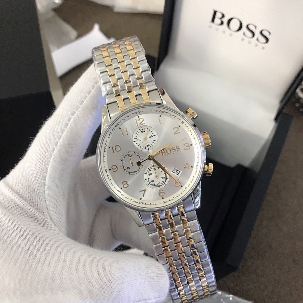 Shop Authentic Hugo Boss Navigator White Dial Two Tone Steel Strap Watch for Men - 1513499 - Luxxuri