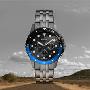  Shop Authentic Fossil FB-01 Chronograph Black Dial Grey Steel Strap Watch for Men - FS5835 - Luxxuri