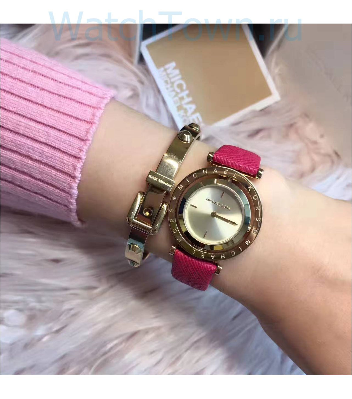  Shop Authentic Michael Kors Averi Gold Dial Pink Leather Strap Watch for Women - MK2525 - Luxxuri