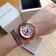  Shop Authentic Michael Kors Brecken Chronograph Quartz Rose Gold Dial Rose Gold Steel Strap Watch For Women - MK6367 - Luxxuri