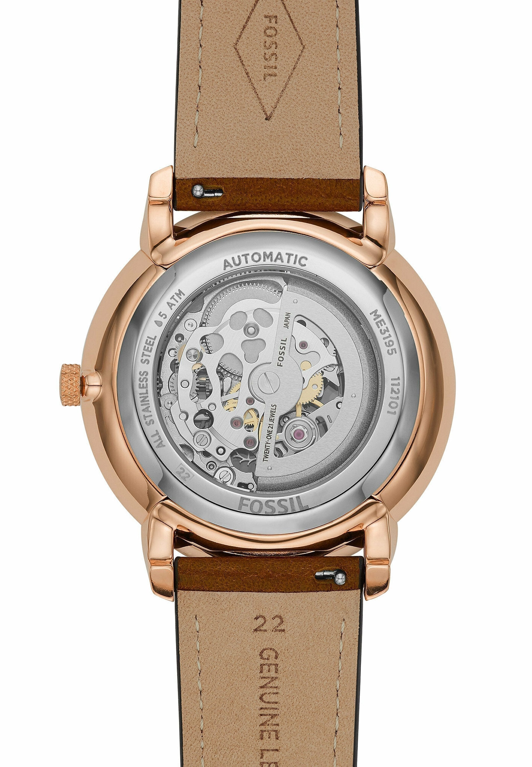  Shop Authentic Fossil Neutra Automatic Luggage Skeleton Blue Dial Brown Leather Strap Watch for Men - ME3160 - Luxxuri