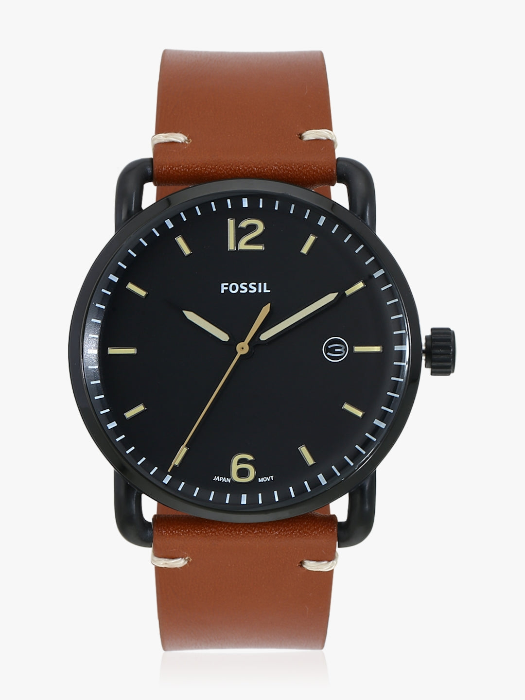  Shop Authentic Fossil Commuter Three Hand Date Black Dial Brown Leather Strap Watch for Men - FS5276 - Luxxuri