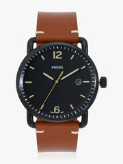  Shop Authentic Fossil Commuter Three Hand Date Black Dial Brown Leather Strap Watch for Men - FS5276 - Luxxuri