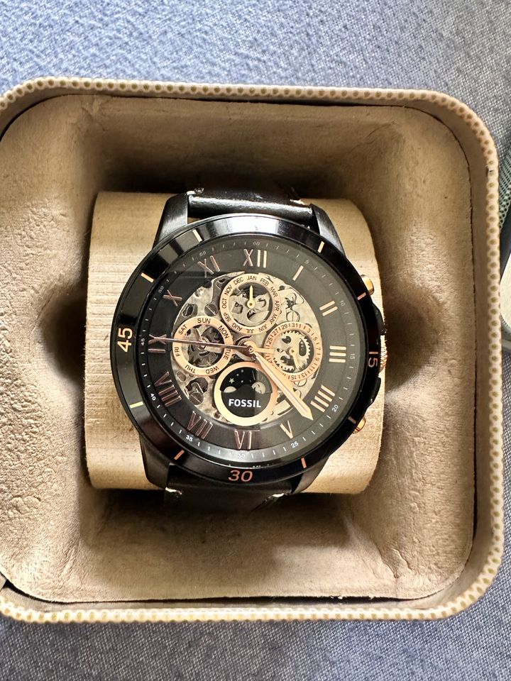  Shop Authentic Fossil Grant Sport Automatic Skeleton Black Dial Black Leather Strap Watch for Men - ME3138 - Luxxuri
