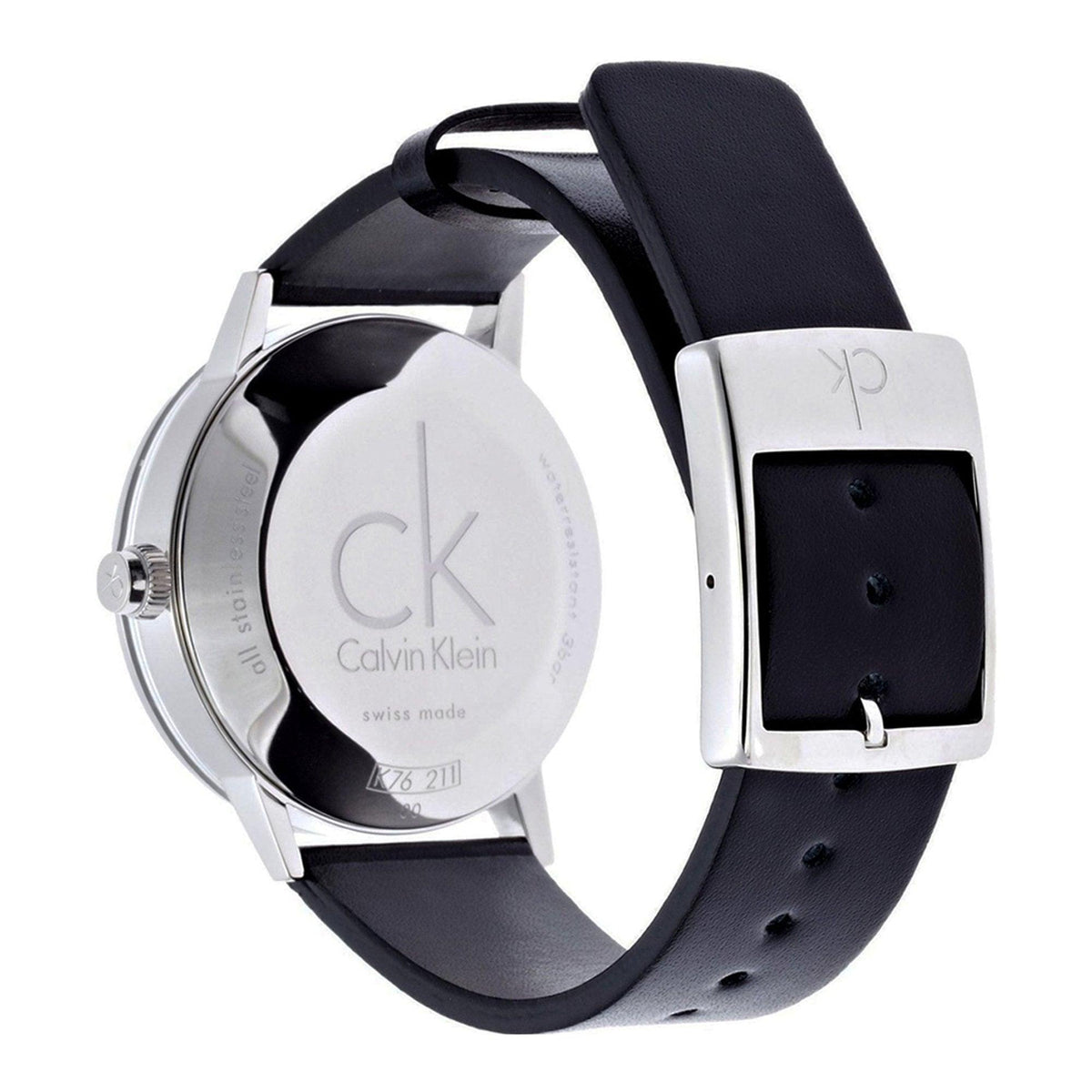  Shop Authentic Calvin Klein Minimal Black Dial Black Leather Strap Watch for Women - K7622107 - Luxxuri