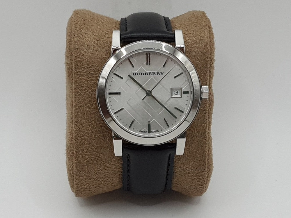  Shop Authentic Burberry The City Silver Dial Black Leather Strap Watch for Women - BU9106 - Luxxuri