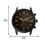  Shop Authentic Fossil Goodwin Chronograph Black Dial Black Leather Strap Watch for Men - FS5585 - Luxxuri