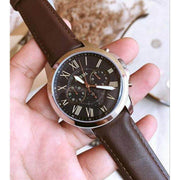  Shop Authentic Fossil Grant Chronograph Black Dial Brown Leather Strap Watch for Men - FS4813 - Luxxuri