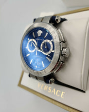  Shop Authentic Versace Aion Chronograph Blue Dial Blue Leather Strap Watch for Men - VE1D01220 - Luxxuri
