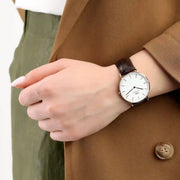  Shop Authentic Daniel Wellington Classic York White Dial Brown Leather Strap Watch For Women - DW00100038 - Luxxuri