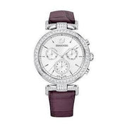  Shop Authentic Swarovski Era Journey Chronograph Silver Dial Purple Leather Strap Watch for Women - 5296835 - Luxxuri