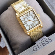  Shop Authentic Guess White Dial Gold Mesh Bracelet Watch For Women - W0826L2 - Luxxuri