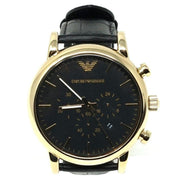  Shop Authentic Emporio Armani Luigi Chronograph Black Dial Black Leather Watch For Men - AR1917 - Luxxuri