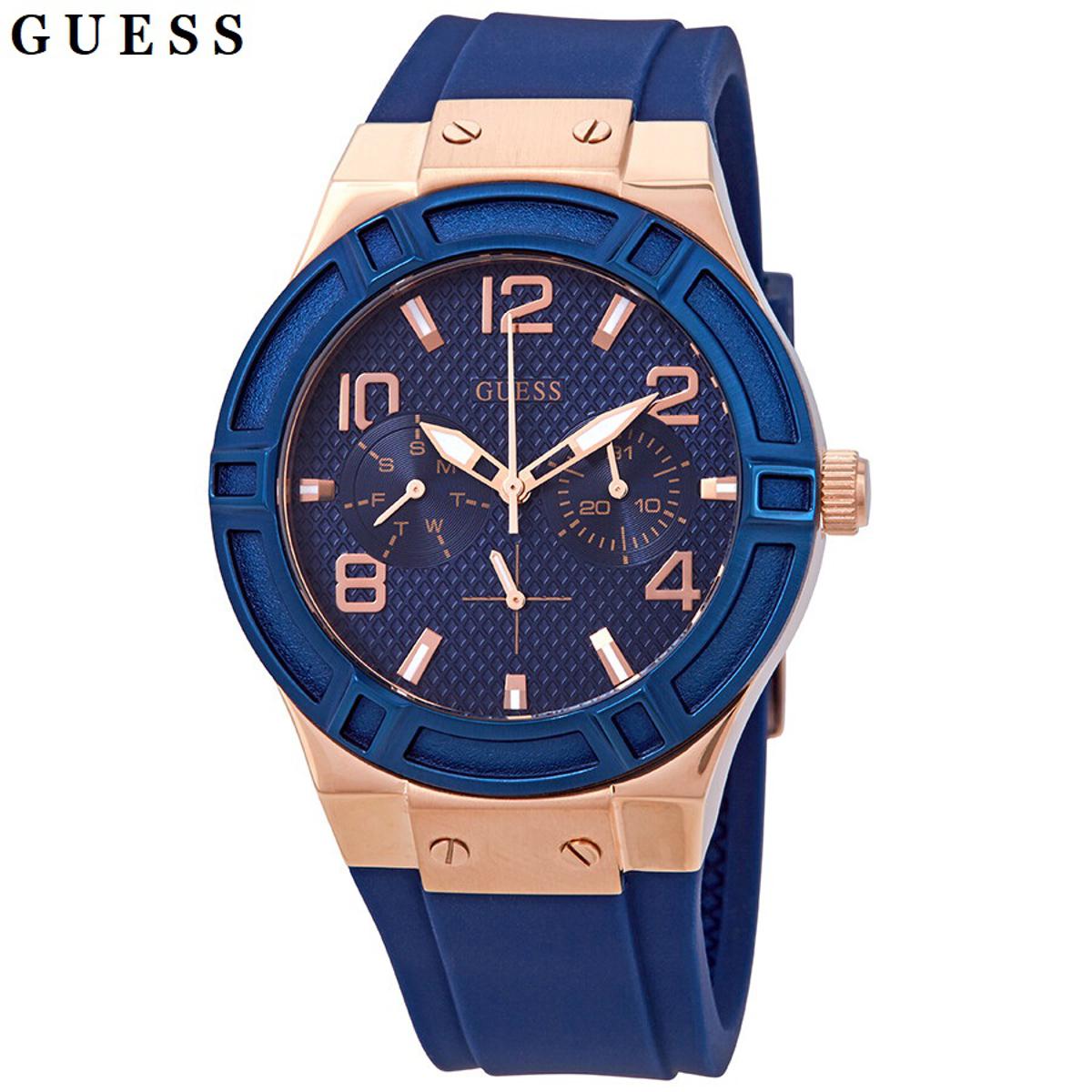  Shop Authentic Guess Jet Setter Analog Quartz Blue Dial Blue Rubber Strap Watch For Women - W0571L1 - Luxxuri