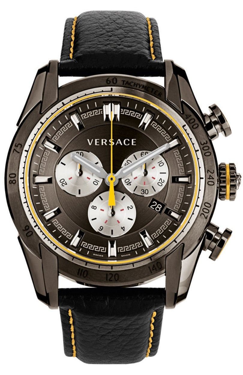  Shop Authentic Versace V Ray Chronograph Grey Dial Black Leather Strap Watch for Men - VDB020014 - Luxxuri