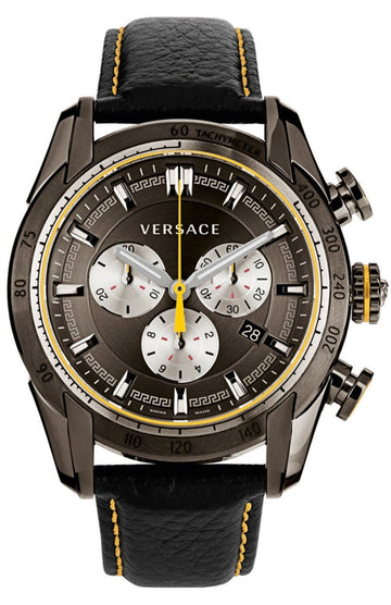  Shop Authentic Versace V Ray Chronograph Grey Dial Black Leather Strap Watch for Men - VDB020014 - Luxxuri