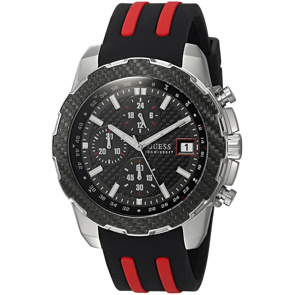 Shop Authentic Guess Octane Chronograph Black Dial Two Tone Silicone Strap Watch For Men - W1047G1 - Luxxuri
