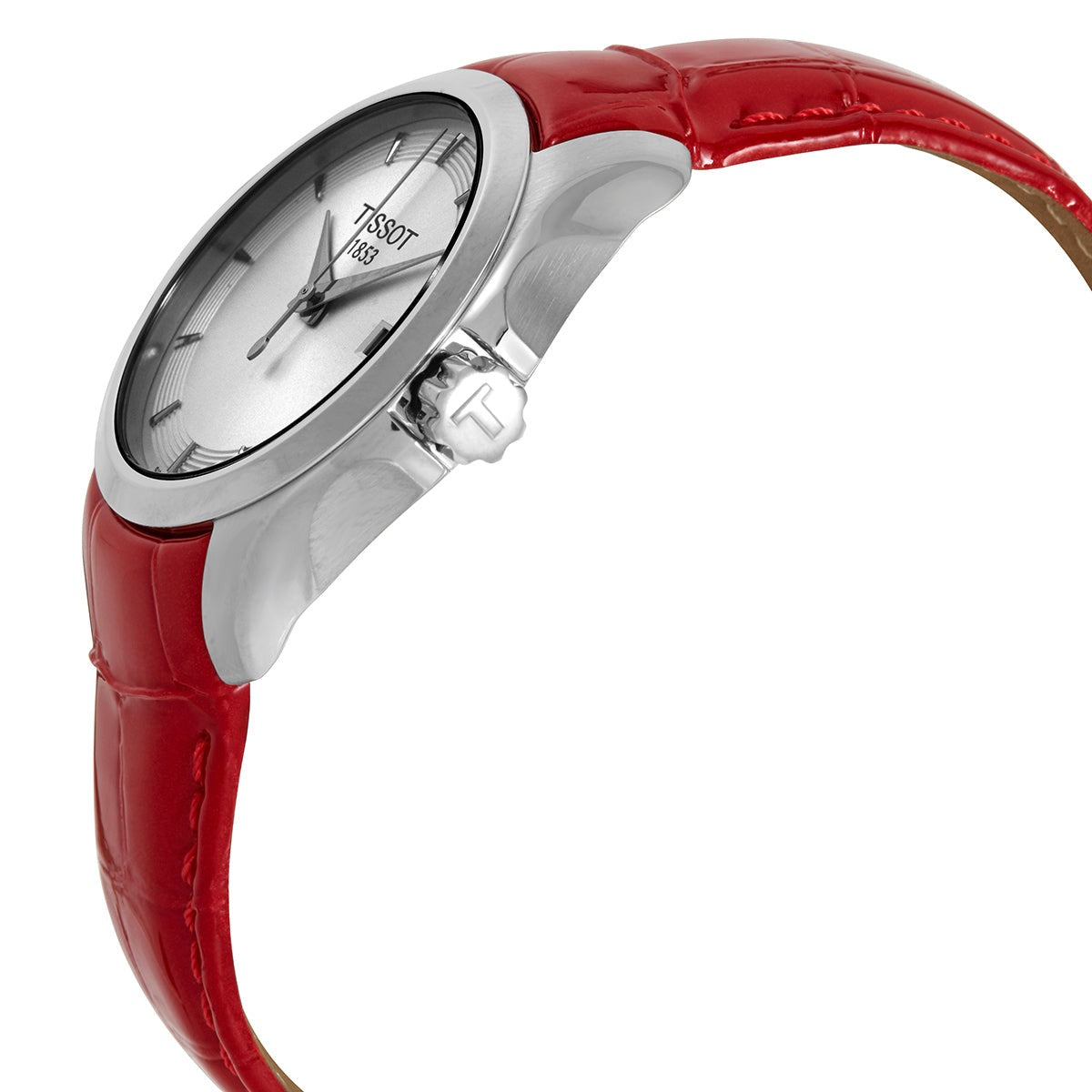  Shop Authentic Tissot Couturier Lady Silver Dial Red Leather Strap Watch for Women - T035.210.16.031.01 - Luxxuri