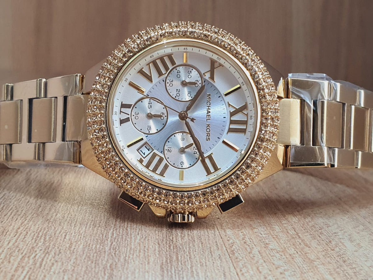  Shop Authentic Michael Kors Camille Silver Diamonds Dial Gold Steel Strap Watch for Women - MK5756 - Luxxuri