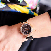  Shop Authentic Swarovski Era Journey Chronograph Black Dial Black Leather Strap Watch for Women - 5295320 - Luxxuri