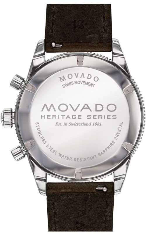  Shop Authentic Movado Heritage 29mm Chronograph Blue Dial Brown Leather Strap Watch For Men - 3650061 - Luxxuri