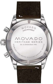  Shop Authentic Movado Heritage 29mm Chronograph Blue Dial Brown Leather Strap Watch For Men - 3650061 - Luxxuri