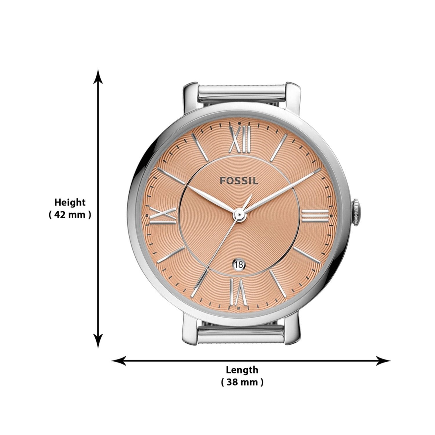  Shop Authentic Fossil Jacqueline Three Hand Pink Dial Silver Mesh Strap Watch for Women - ES5089 - Luxxuri