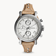  Shop Authentic Fossil Boyfriend Chronograph White Dial Brown Leather Strap Watch for Women - ES3625 - Luxxuri