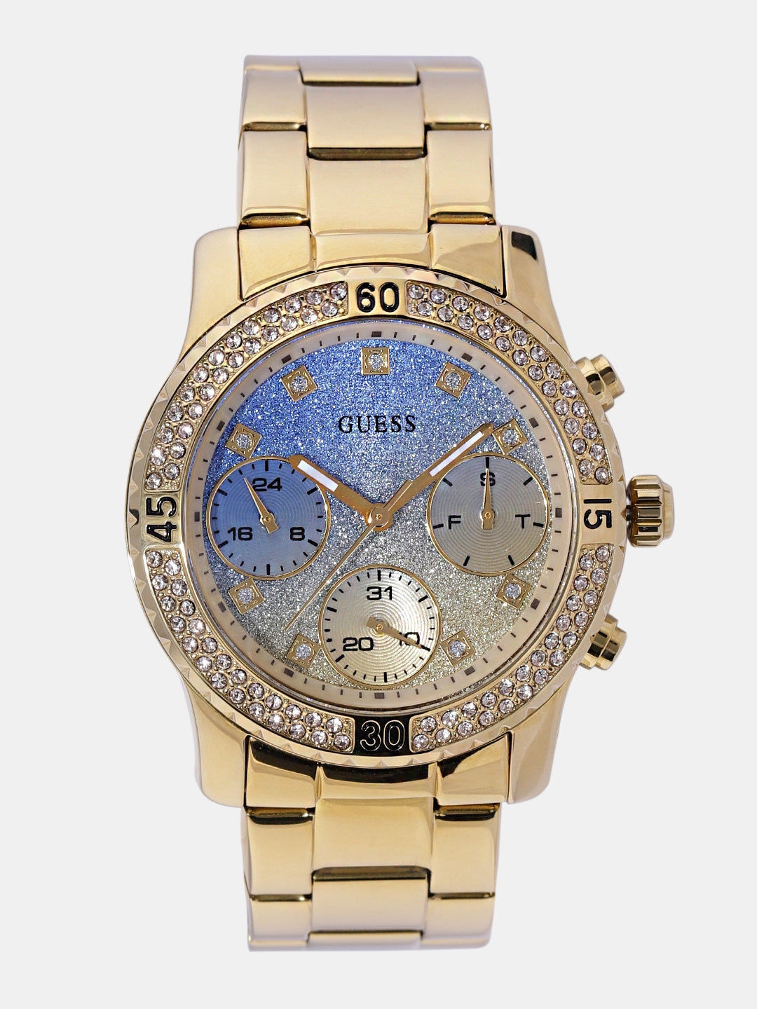  Shop Authentic Guess Confetti Diamonds Gold Dial Gold Steel Strap Watch for Women - W0774L2 - Luxxuri