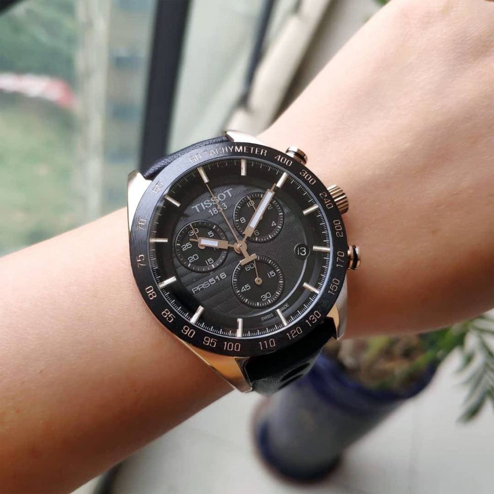  Shop Authentic Tissot PRS 516 Chronograph Black Dial Black Leather Strap Watch For Men - T100.417.36.051.00 - Luxxuri